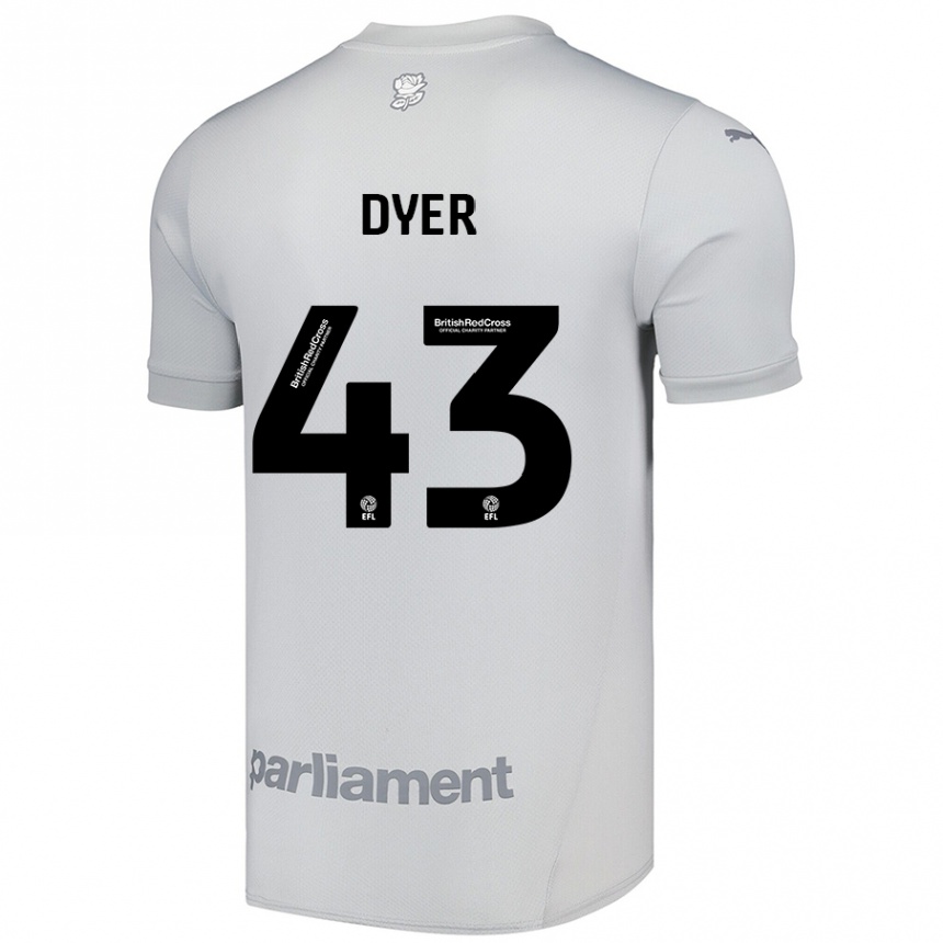 Kinder Fußball Josiah Dyer #43 Silbergrau Auswärtstrikot Trikot 2024/25 T-Shirt Luxemburg