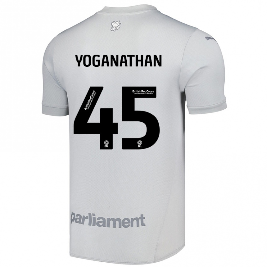 Kinder Fußball Vimal Yoganathan #45 Silbergrau Auswärtstrikot Trikot 2024/25 T-Shirt Luxemburg