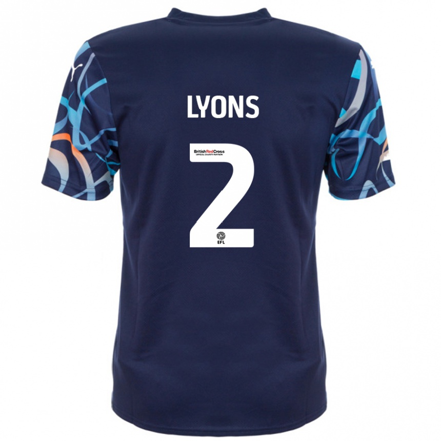 Kinder Fußball Andy Lyons #2 Marineblau Auswärtstrikot Trikot 2024/25 T-Shirt Luxemburg