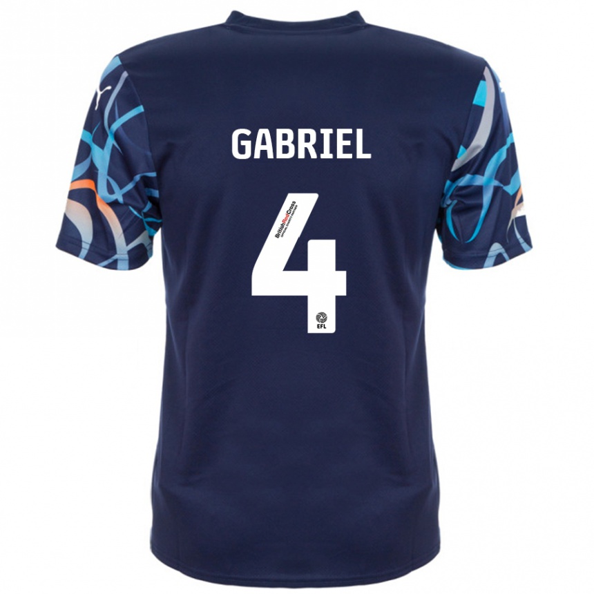 Kinder Fußball Jordan Lawrence-Gabriel #4 Marineblau Auswärtstrikot Trikot 2024/25 T-Shirt Luxemburg