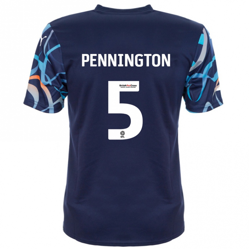 Kinder Fußball Matthew Pennington #5 Marineblau Auswärtstrikot Trikot 2024/25 T-Shirt Luxemburg