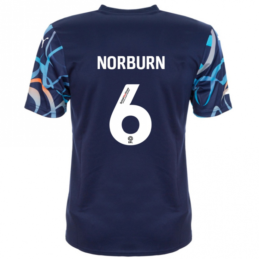 Kinder Fußball Oliver Norburn #6 Marineblau Auswärtstrikot Trikot 2024/25 T-Shirt Luxemburg