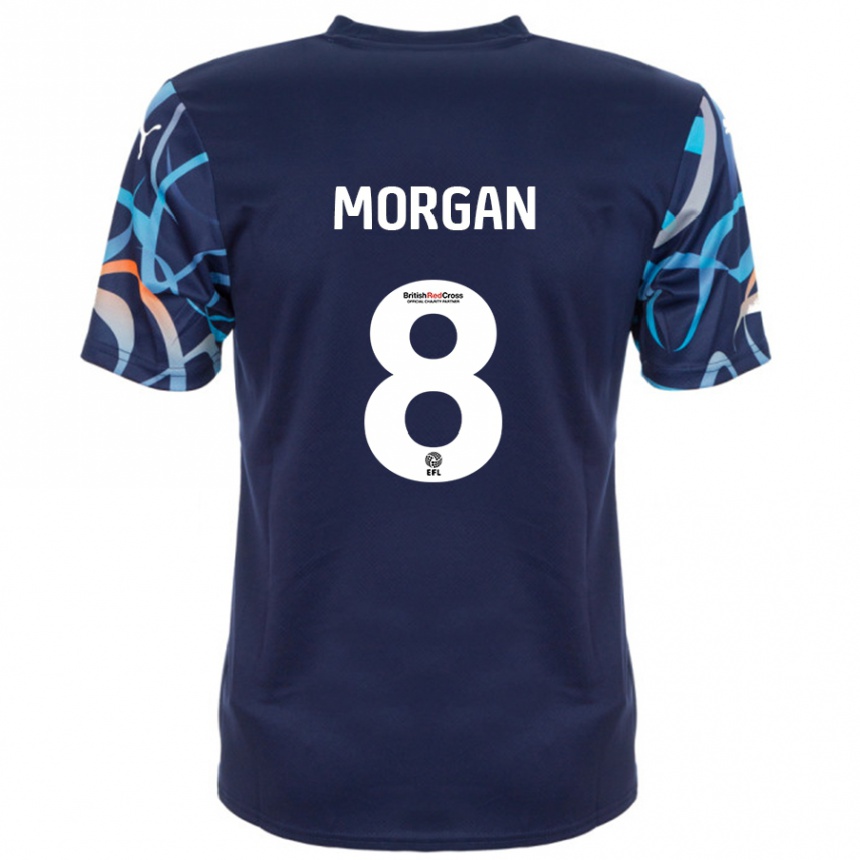 Kinder Fußball Albie Morgan #8 Marineblau Auswärtstrikot Trikot 2024/25 T-Shirt Luxemburg