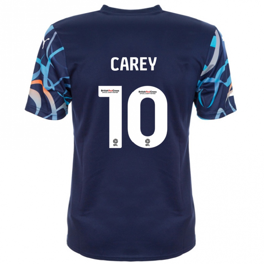 Kinder Fußball Sonny Carey #10 Marineblau Auswärtstrikot Trikot 2024/25 T-Shirt Luxemburg