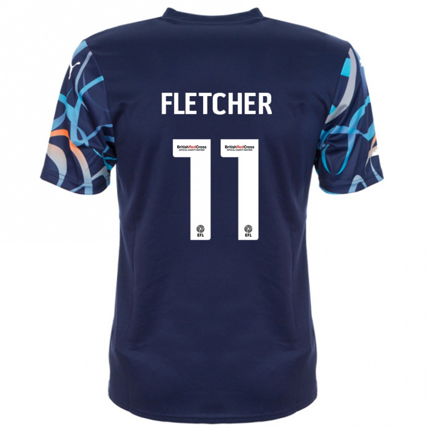 Kinder Fußball Ashley Fletcher #11 Marineblau Auswärtstrikot Trikot 2024/25 T-Shirt Luxemburg