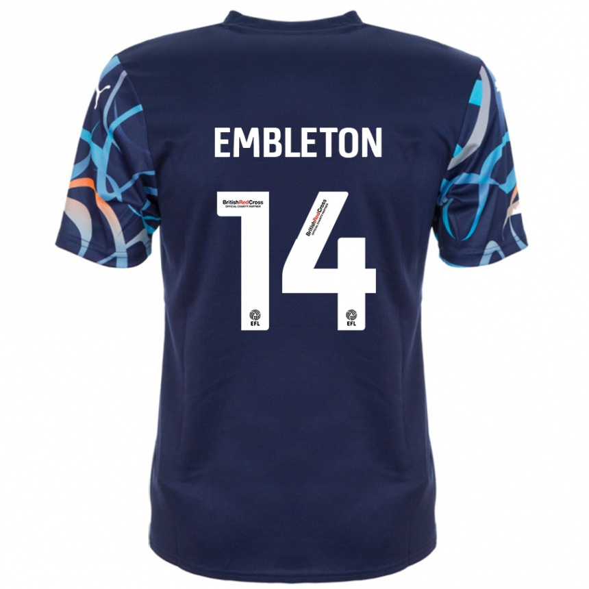 Kinder Fußball Elliot Embleton #14 Marineblau Auswärtstrikot Trikot 2024/25 T-Shirt Luxemburg