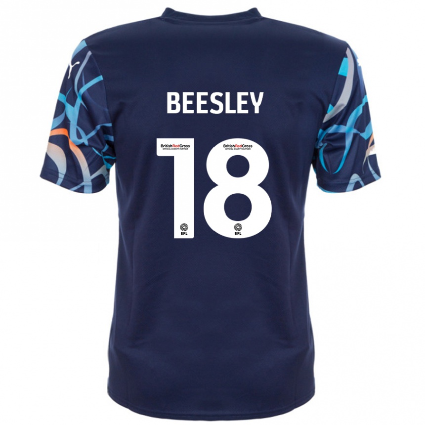 Kinder Fußball Jake Beesley #18 Marineblau Auswärtstrikot Trikot 2024/25 T-Shirt Luxemburg