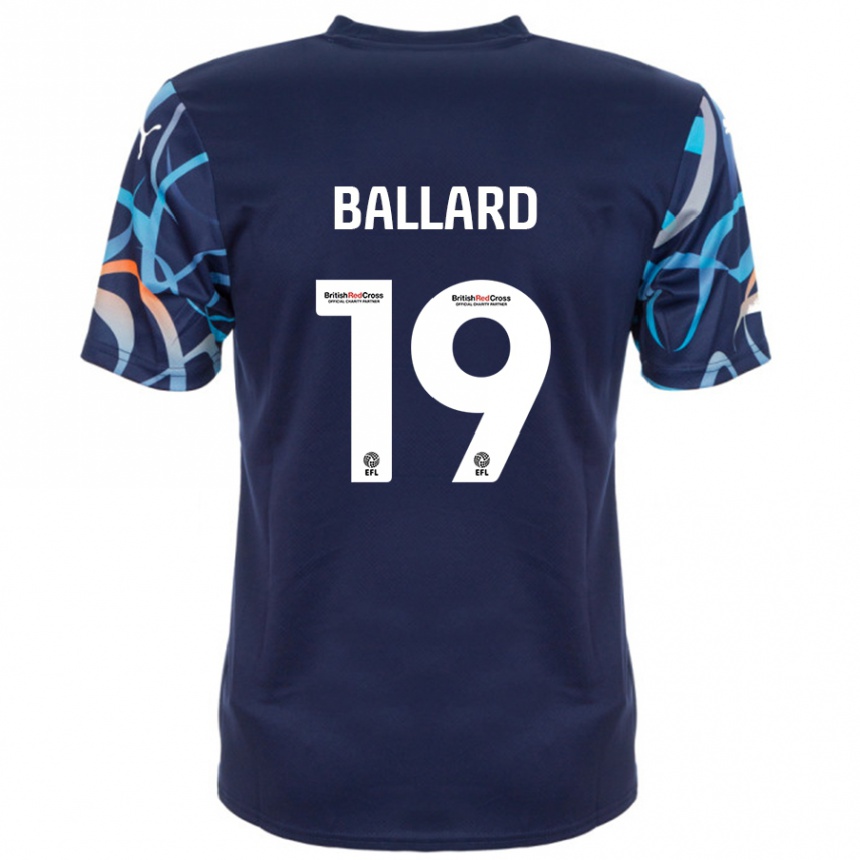 Kinder Fußball Dom Ballard #19 Marineblau Auswärtstrikot Trikot 2024/25 T-Shirt Luxemburg