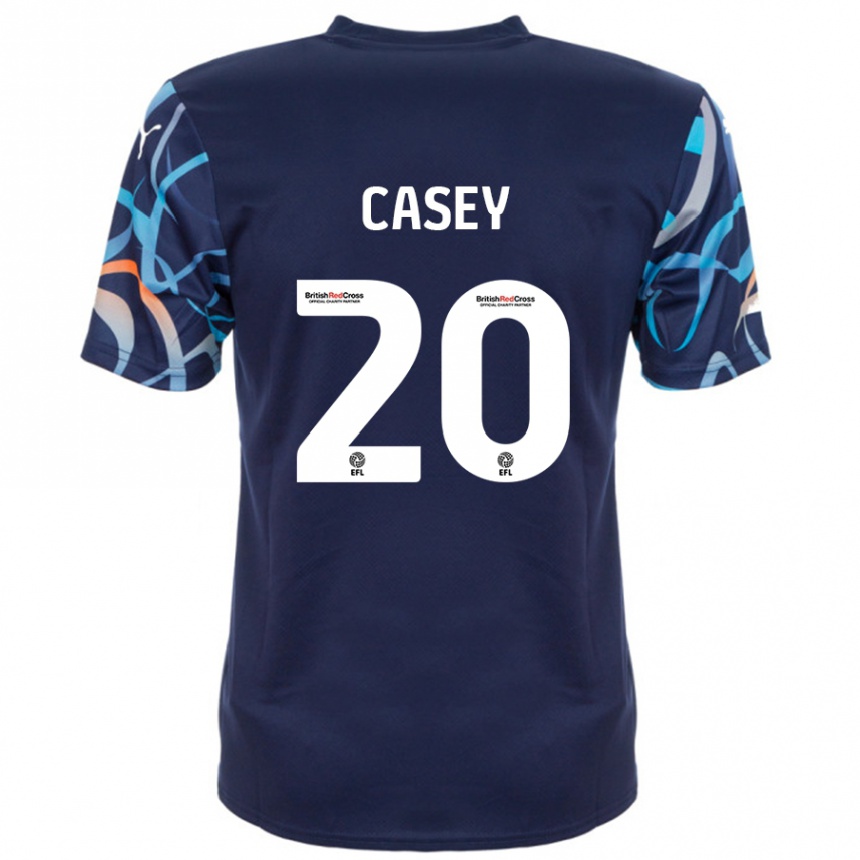 Kinder Fußball Oliver Casey #20 Marineblau Auswärtstrikot Trikot 2024/25 T-Shirt Luxemburg