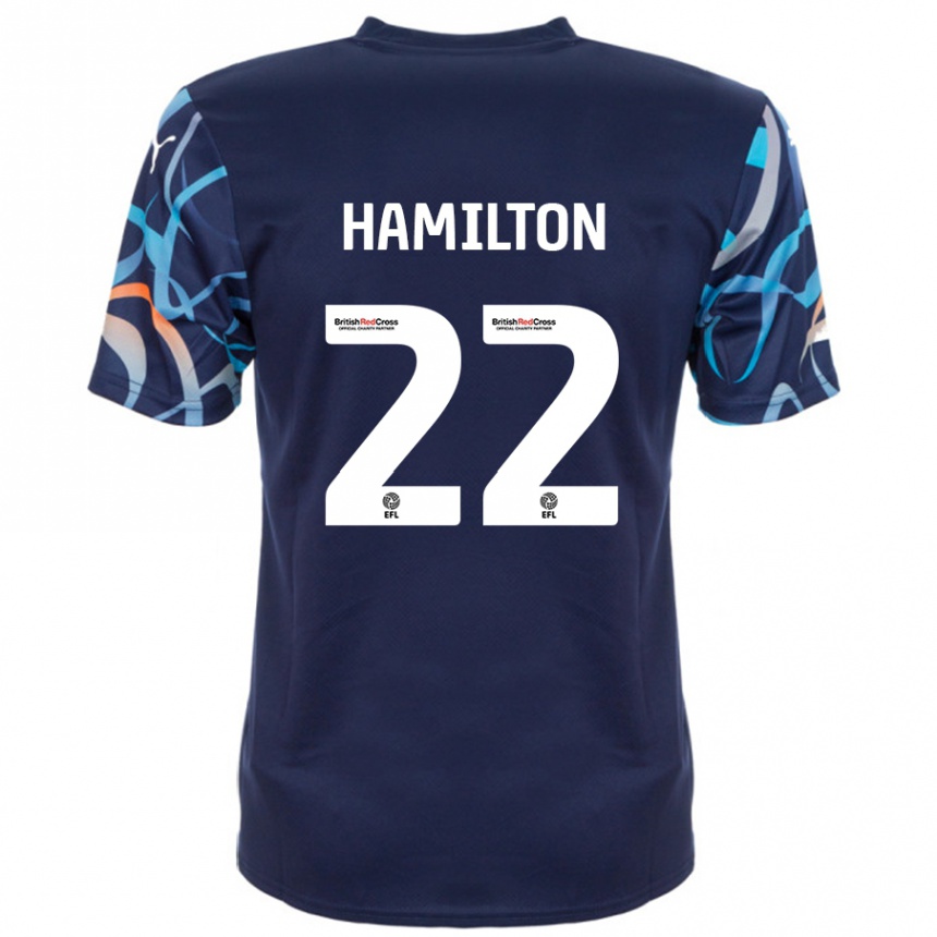 Kinder Fußball Cj Hamilton #22 Marineblau Auswärtstrikot Trikot 2024/25 T-Shirt Luxemburg