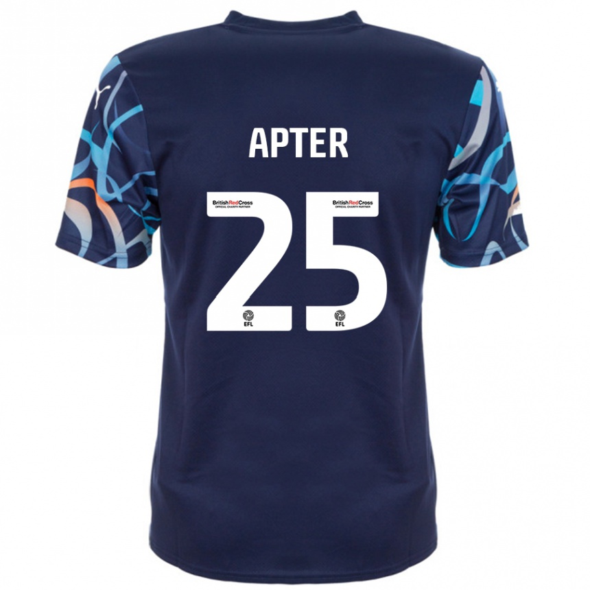 Kinder Fußball Rob Apter #25 Marineblau Auswärtstrikot Trikot 2024/25 T-Shirt Luxemburg