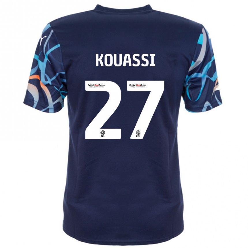 Kinder Fußball Kylian Kouassi #27 Marineblau Auswärtstrikot Trikot 2024/25 T-Shirt Luxemburg