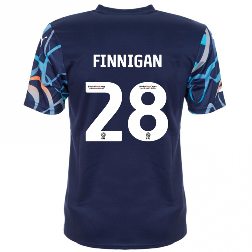 Kinder Fußball Ryan Finnigan #28 Marineblau Auswärtstrikot Trikot 2024/25 T-Shirt Luxemburg