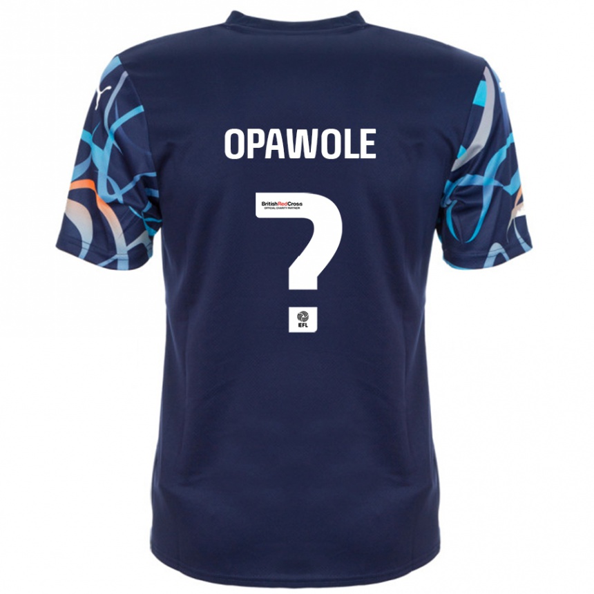 Kinder Fußball Johnson Opawole #0 Marineblau Auswärtstrikot Trikot 2024/25 T-Shirt Luxemburg