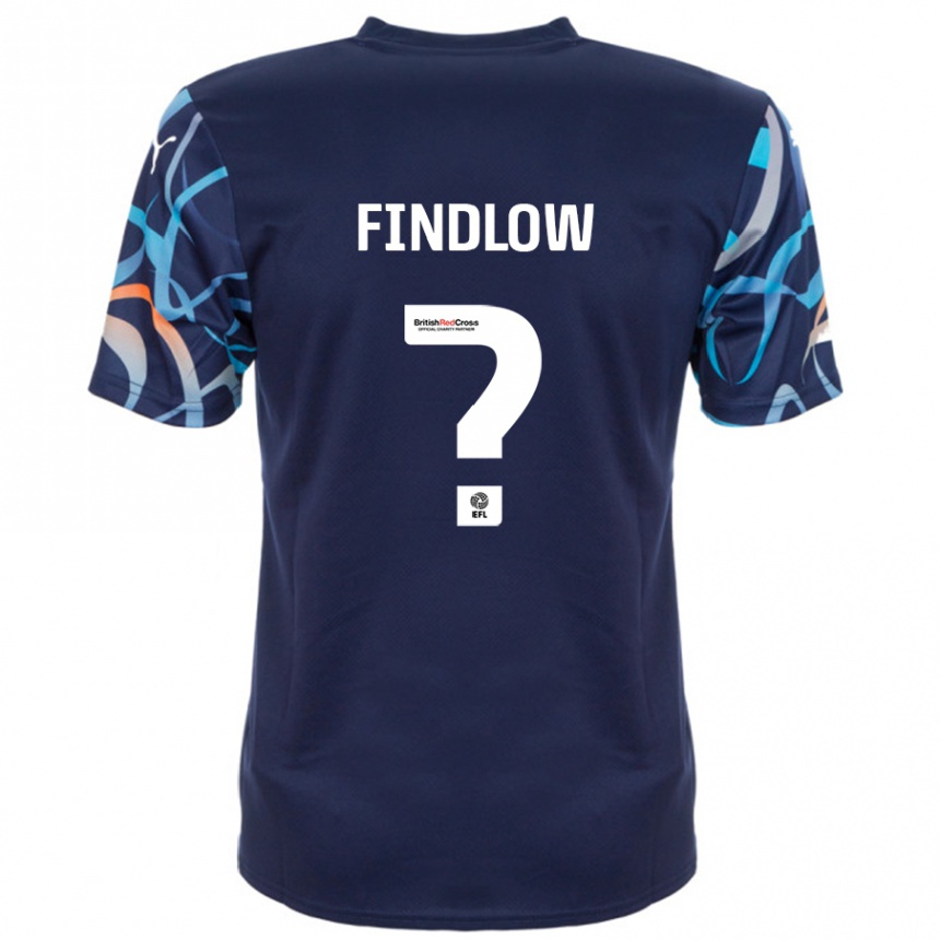 Kinder Fußball Luke Findlow #0 Marineblau Auswärtstrikot Trikot 2024/25 T-Shirt Luxemburg