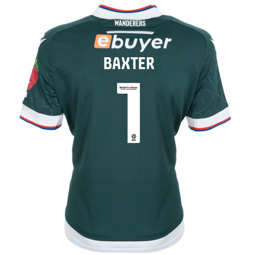 Kinder Fußball Nathan Baxter #1 Dunkelgrün Auswärtstrikot Trikot 2024/25 T-Shirt Luxemburg