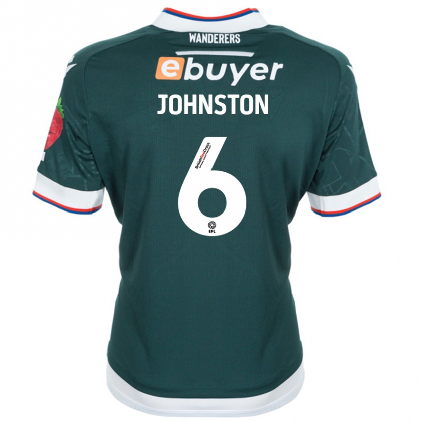 Kinder Fußball George Johnston #6 Dunkelgrün Auswärtstrikot Trikot 2024/25 T-Shirt Luxemburg