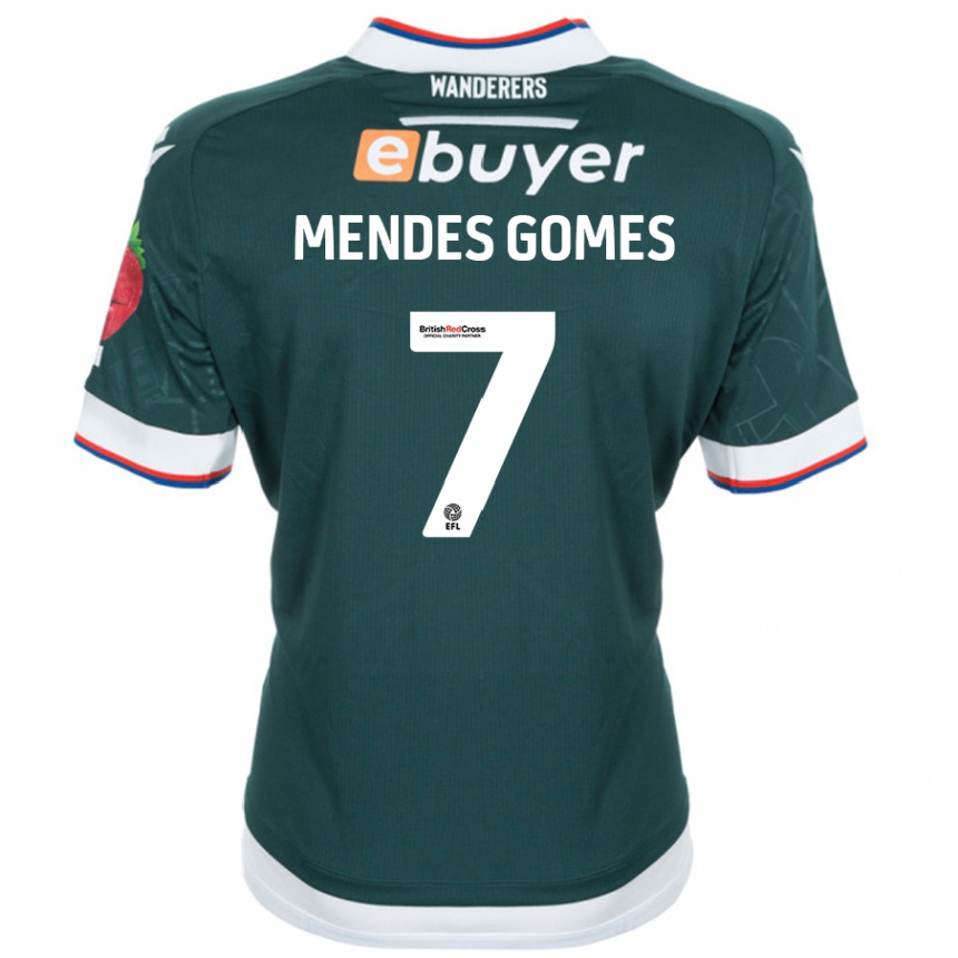 Kinder Fußball Carlos Mendes #7 Dunkelgrün Auswärtstrikot Trikot 2024/25 T-Shirt Luxemburg