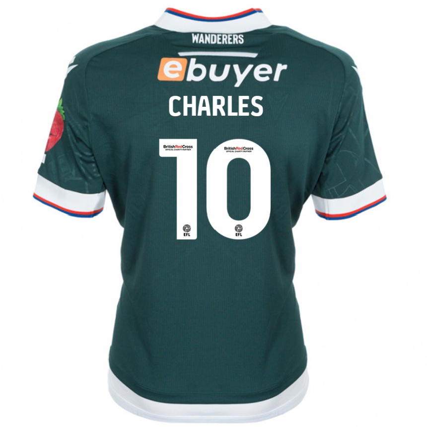 Kinder Fußball Dion Charles #10 Dunkelgrün Auswärtstrikot Trikot 2024/25 T-Shirt Luxemburg