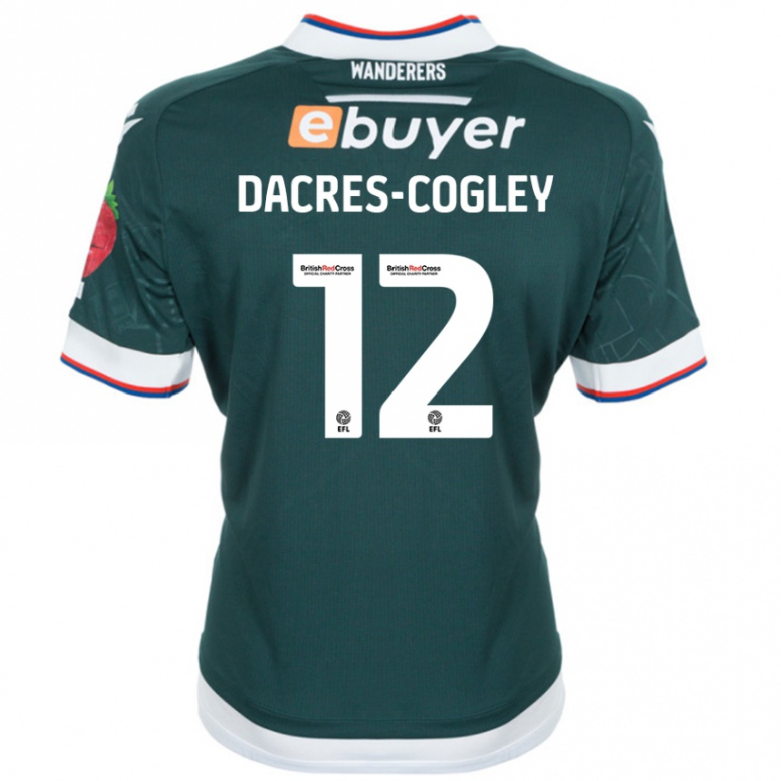 Kinder Fußball Josh Dacres-Cogley #12 Dunkelgrün Auswärtstrikot Trikot 2024/25 T-Shirt Luxemburg