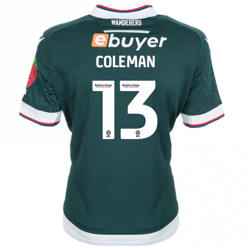 Kinder Fußball Joel Coleman #13 Dunkelgrün Auswärtstrikot Trikot 2024/25 T-Shirt Luxemburg