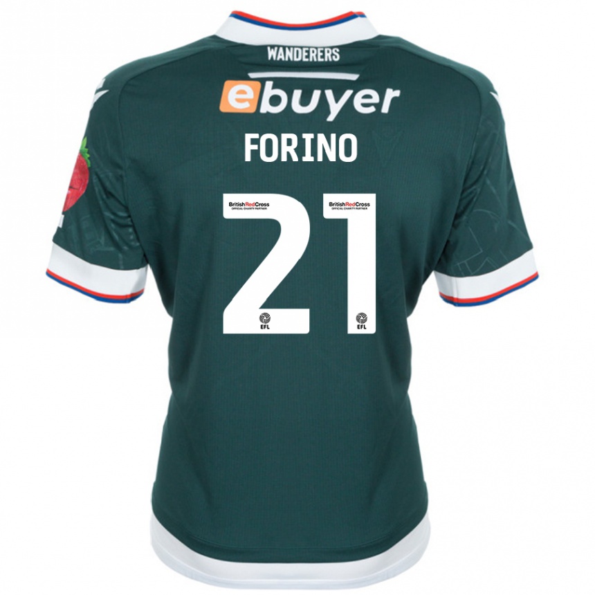 Kinder Fußball Chris Forino #21 Dunkelgrün Auswärtstrikot Trikot 2024/25 T-Shirt Luxemburg