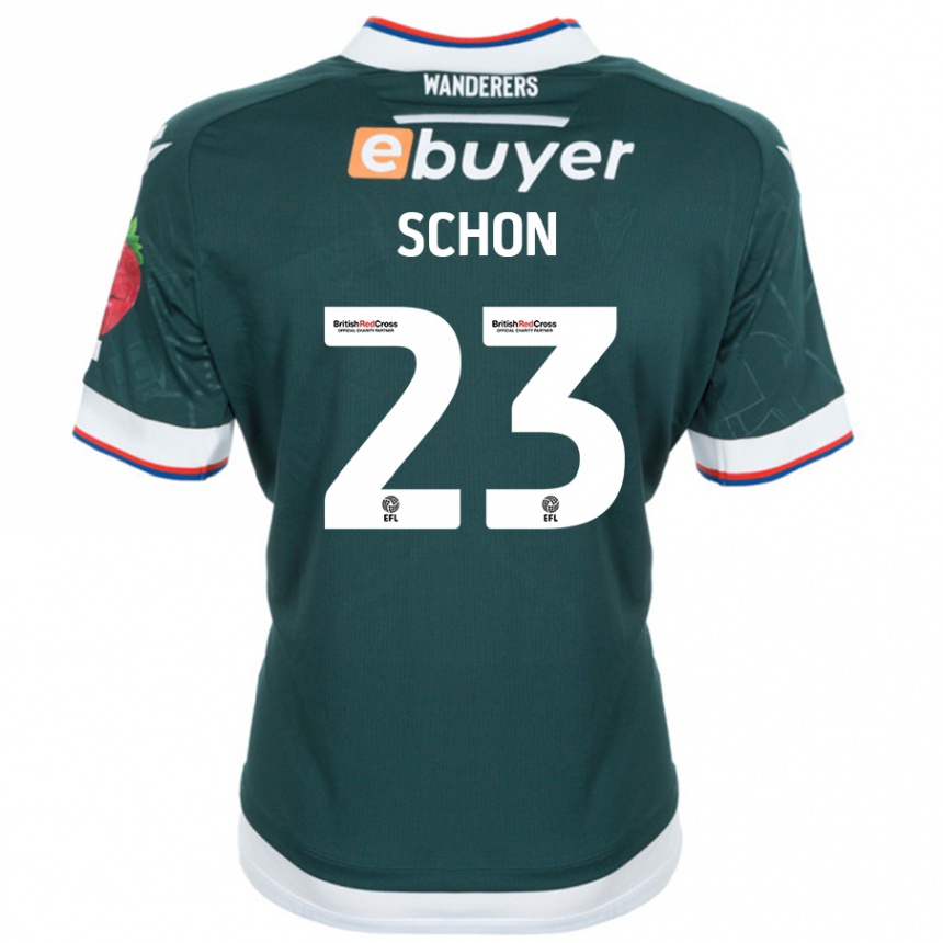 Kinder Fußball Szabolcs Schön #23 Dunkelgrün Auswärtstrikot Trikot 2024/25 T-Shirt Luxemburg