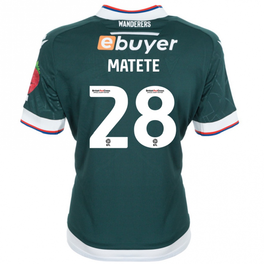 Kinder Fußball Jay Matete #28 Dunkelgrün Auswärtstrikot Trikot 2024/25 T-Shirt Luxemburg