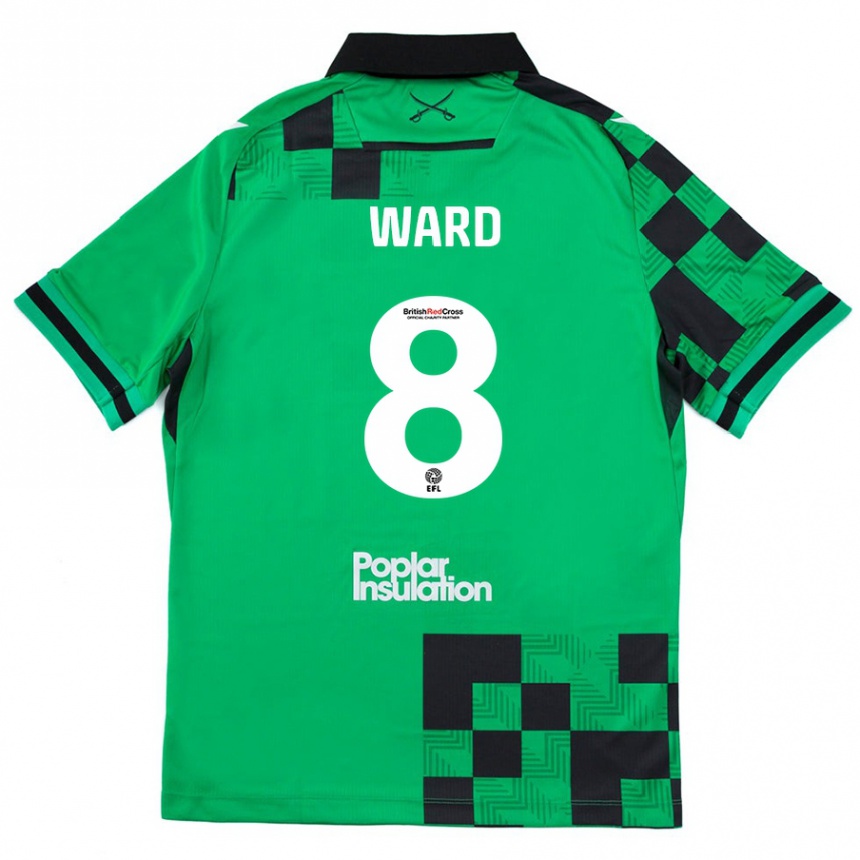 Kinder Fußball Grant Ward #8 Grün Schwarz Auswärtstrikot Trikot 2024/25 T-Shirt Luxemburg