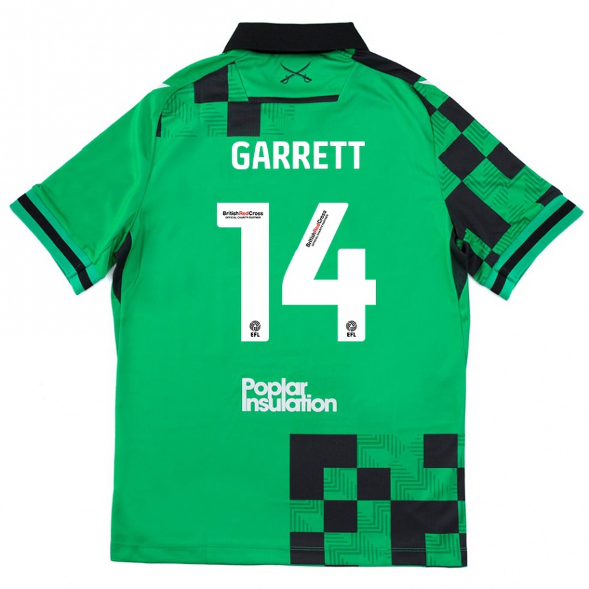 Kinder Fußball Jake Garrett #14 Grün Schwarz Auswärtstrikot Trikot 2024/25 T-Shirt Luxemburg