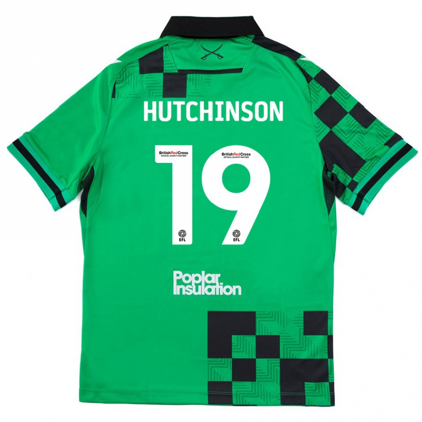 Kinder Fußball Isaac Hutchinson #19 Grün Schwarz Auswärtstrikot Trikot 2024/25 T-Shirt Luxemburg