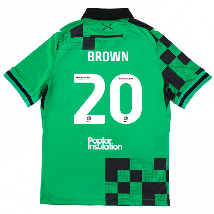 Kinder Fußball Jevani Brown #20 Grün Schwarz Auswärtstrikot Trikot 2024/25 T-Shirt Luxemburg