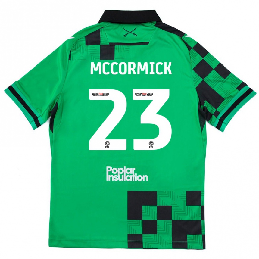 Kinder Fußball Luke Mccormick #23 Grün Schwarz Auswärtstrikot Trikot 2024/25 T-Shirt Luxemburg