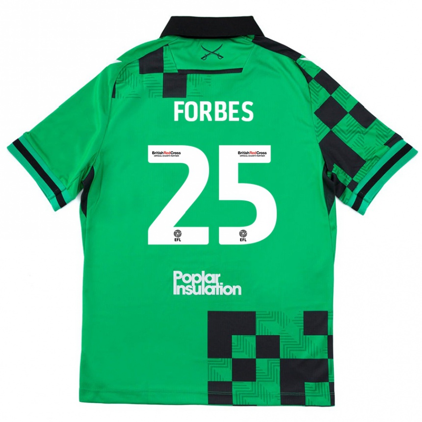 Kinder Fußball Michael Forbes #25 Grün Schwarz Auswärtstrikot Trikot 2024/25 T-Shirt Luxemburg