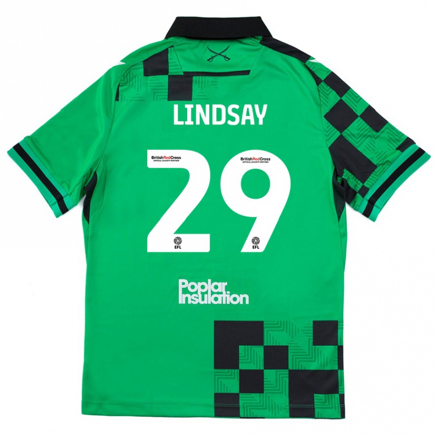 Kinder Fußball Jamie Lindsay #29 Grün Schwarz Auswärtstrikot Trikot 2024/25 T-Shirt Luxemburg