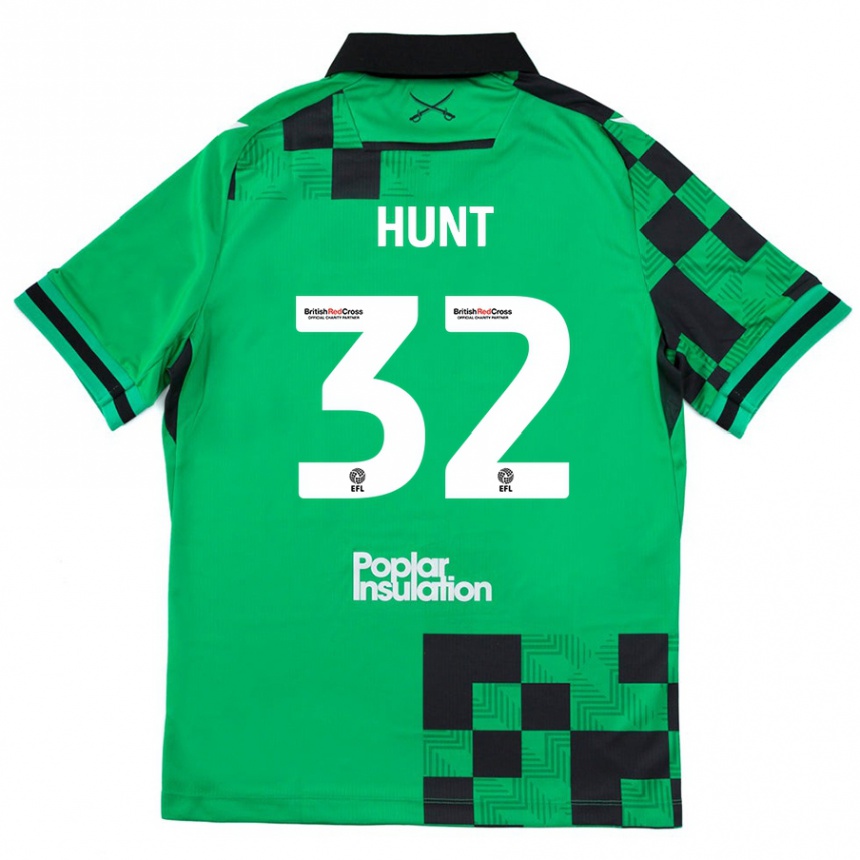 Kinder Fußball Jack Hunt #32 Grün Schwarz Auswärtstrikot Trikot 2024/25 T-Shirt Luxemburg