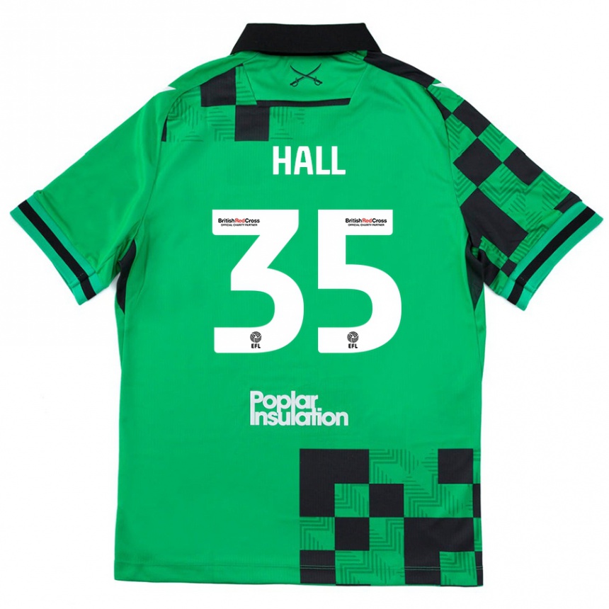 Kinder Fußball Matt Hall #35 Grün Schwarz Auswärtstrikot Trikot 2024/25 T-Shirt Luxemburg