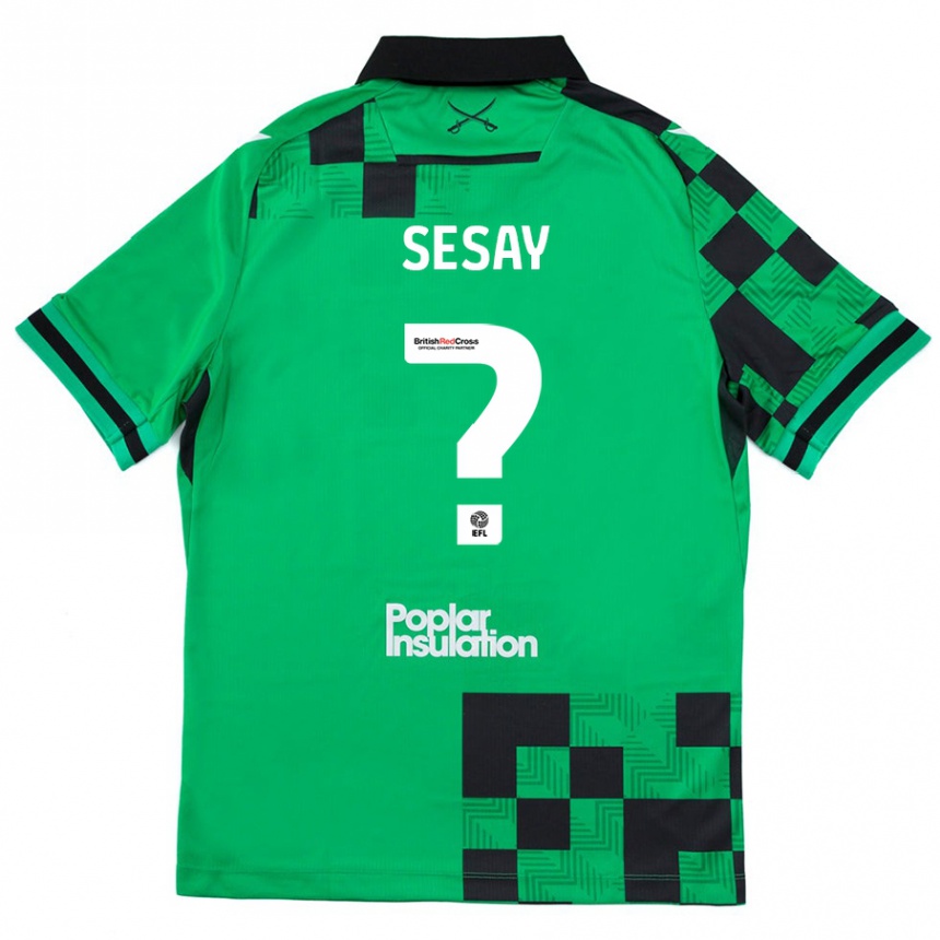 Kinder Fußball Malik Sesay #0 Grün Schwarz Auswärtstrikot Trikot 2024/25 T-Shirt Luxemburg