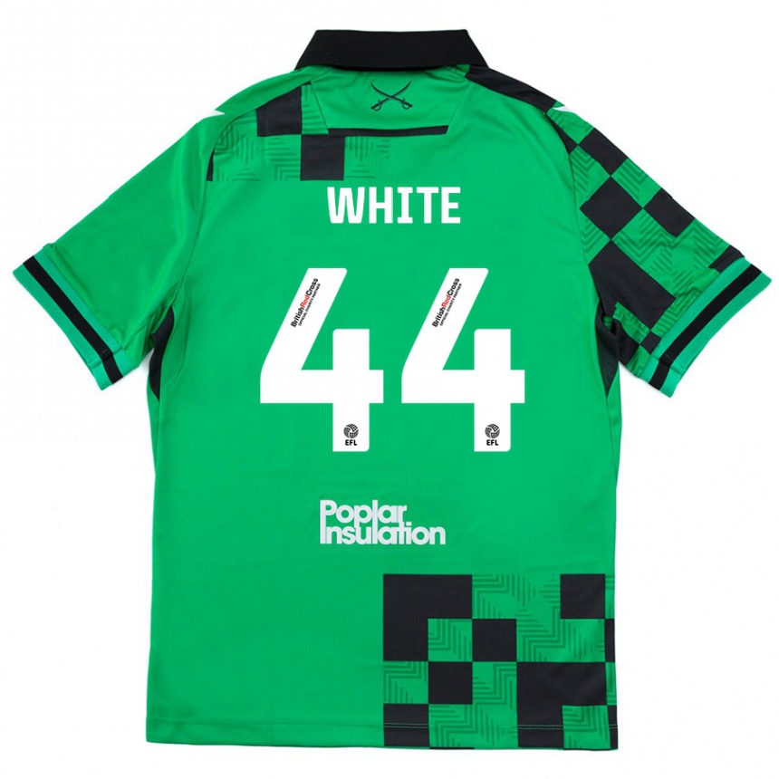 Kinder Fußball Charlie White #44 Grün Schwarz Auswärtstrikot Trikot 2024/25 T-Shirt Luxemburg