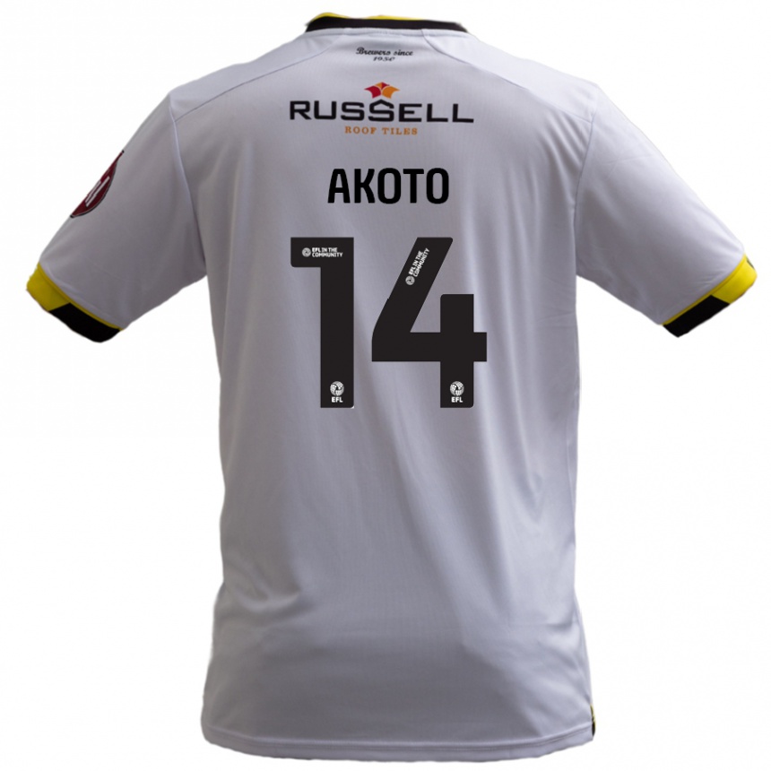 Kinder Fußball Nick Akoto #14 Weiß Auswärtstrikot Trikot 2024/25 T-Shirt Luxemburg