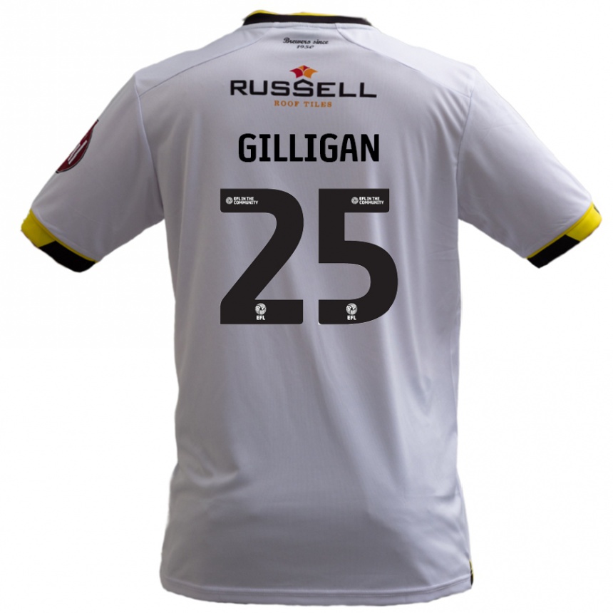 Kinder Fußball Ciaran Gilligan #25 Weiß Auswärtstrikot Trikot 2024/25 T-Shirt Luxemburg