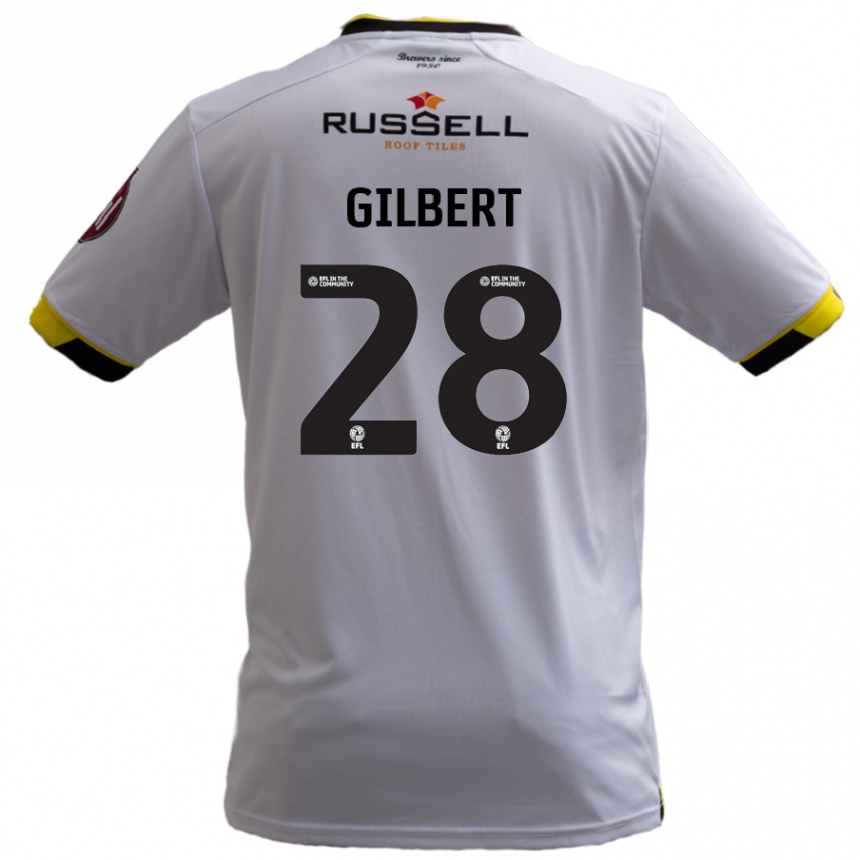 Kinder Fußball Cameron Gilbert #28 Weiß Auswärtstrikot Trikot 2024/25 T-Shirt Luxemburg