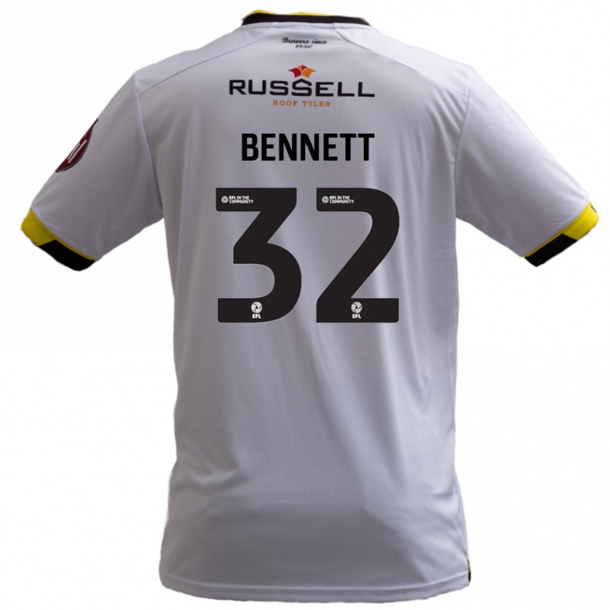 Kinder Fußball Mason Bennett #32 Weiß Auswärtstrikot Trikot 2024/25 T-Shirt Luxemburg