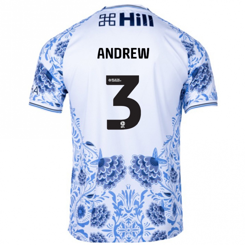 Kinder Fußball Danny Andrew #3 Weiß Blau Auswärtstrikot Trikot 2024/25 T-Shirt Luxemburg