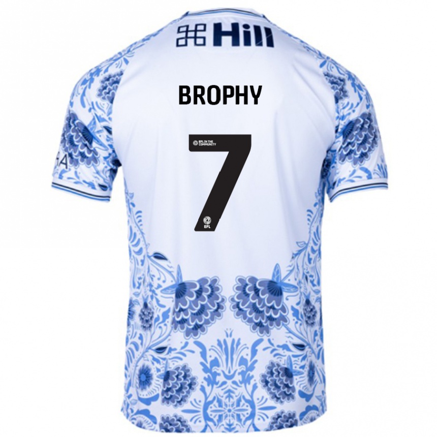 Kinder Fußball James Brophy #7 Weiß Blau Auswärtstrikot Trikot 2024/25 T-Shirt Luxemburg