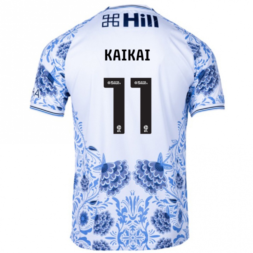 Kinder Fußball Sullay Kaikai #11 Weiß Blau Auswärtstrikot Trikot 2024/25 T-Shirt Luxemburg