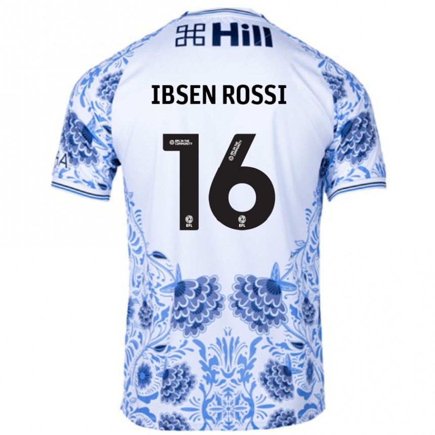 Kinder Fußball Zeno Ibsen Rossi #16 Weiß Blau Auswärtstrikot Trikot 2024/25 T-Shirt Luxemburg