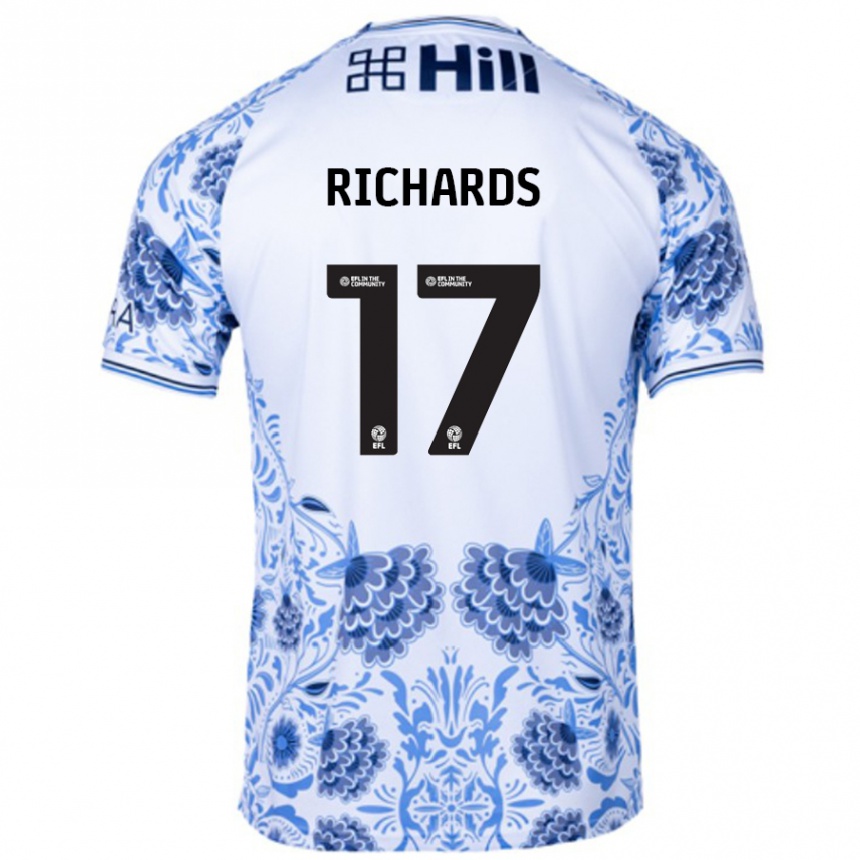 Kinder Fußball Taylor Richards #17 Weiß Blau Auswärtstrikot Trikot 2024/25 T-Shirt Luxemburg