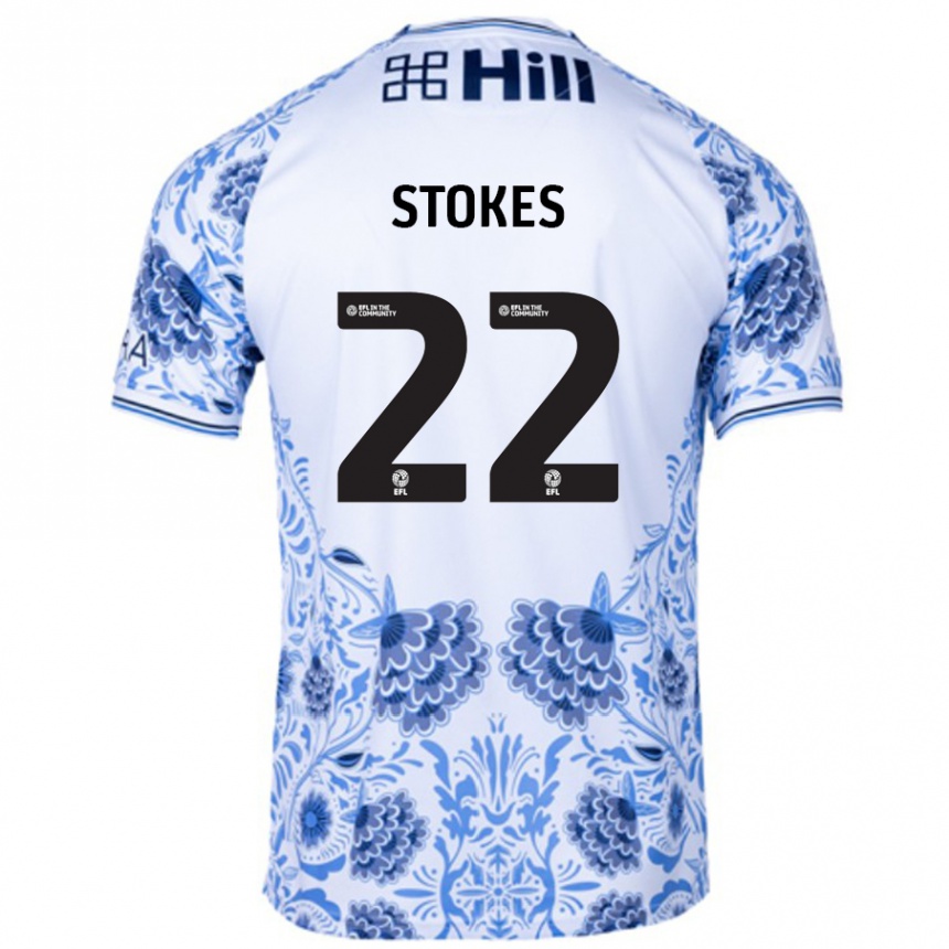 Kinder Fußball Josh Stokes #22 Weiß Blau Auswärtstrikot Trikot 2024/25 T-Shirt Luxemburg