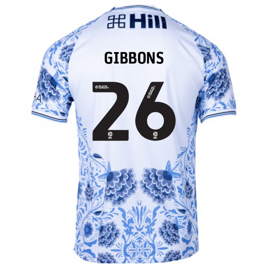 Kinder Fußball James Gibbons #26 Weiß Blau Auswärtstrikot Trikot 2024/25 T-Shirt Luxemburg